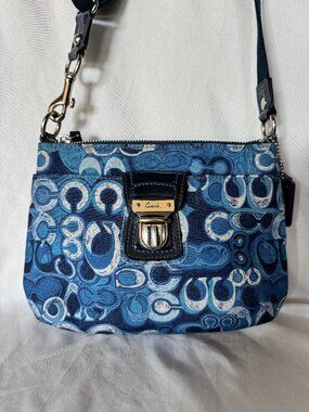 Coach Small Canvas Crossbody Blue Poppy